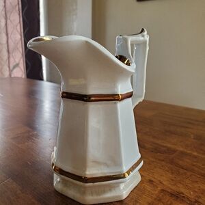 Edward Walley Small Gothic Copper Band White Ironstone Pitcher Antique